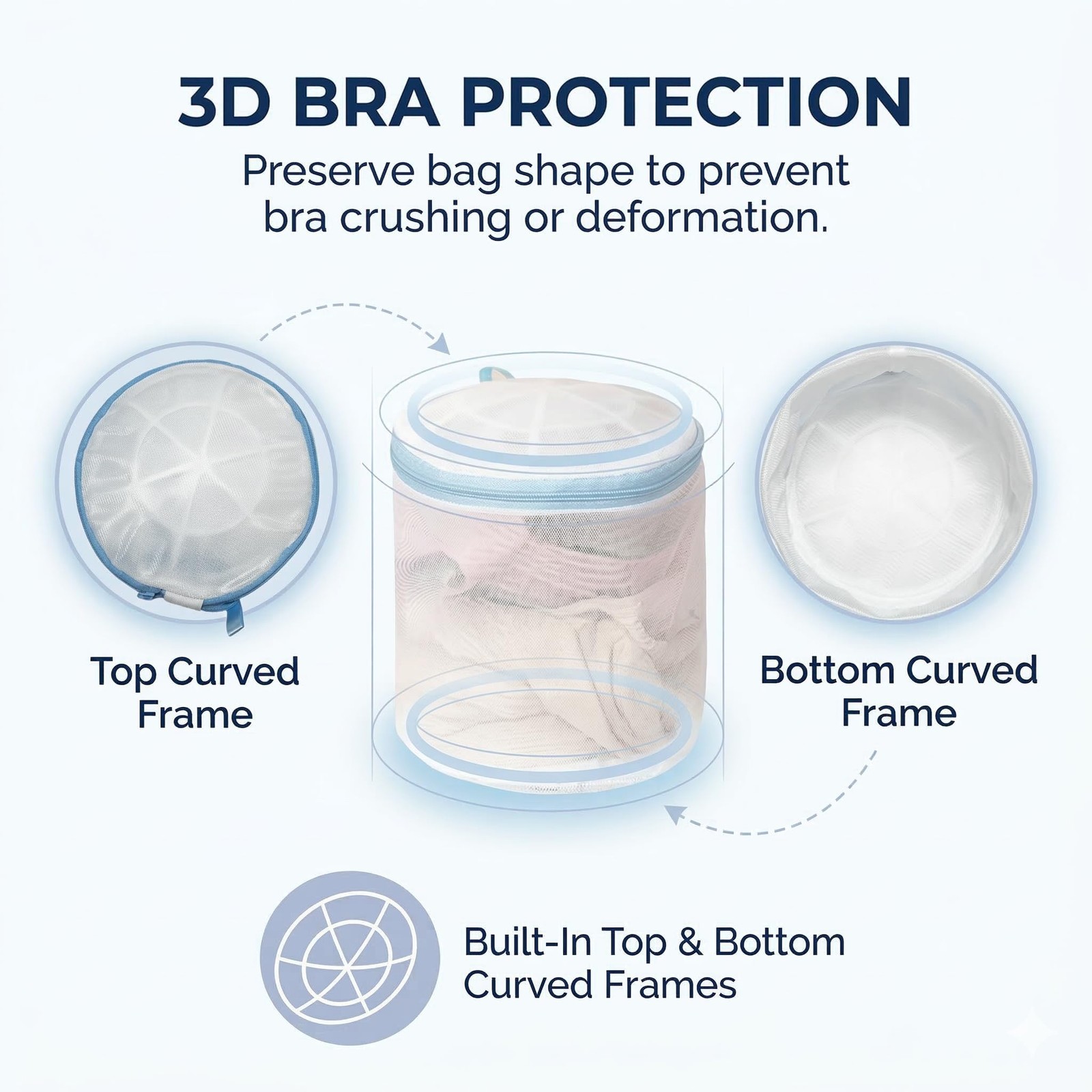 6 Pack Mesh Laundry Bags for Delicates with Auto-Lock Zipper, Durable blue