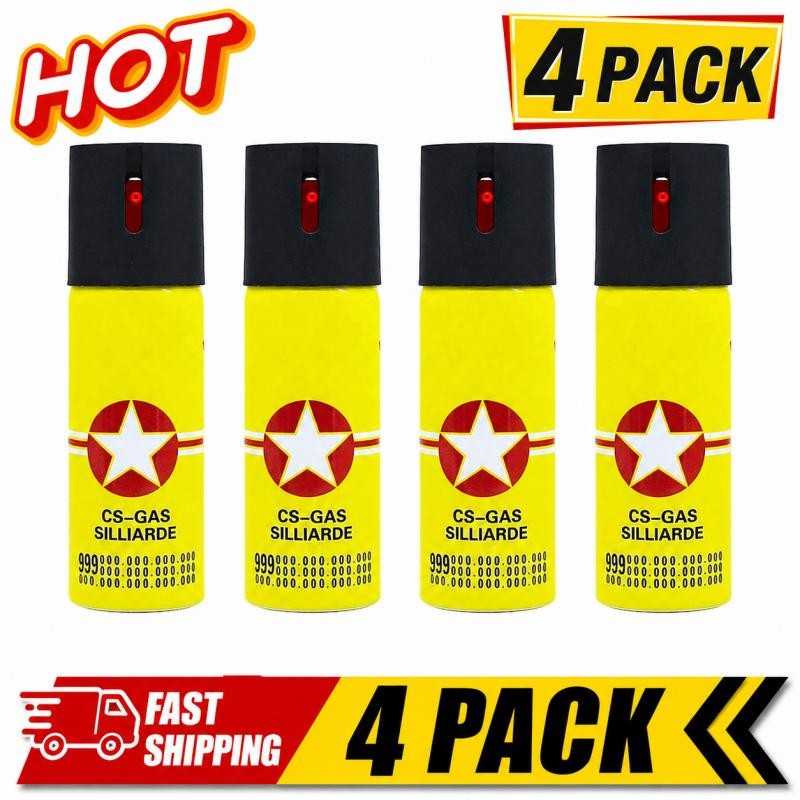 4 Pack Prosecure Pepper Spray 0.68oz Self Defense Safety Lock Security