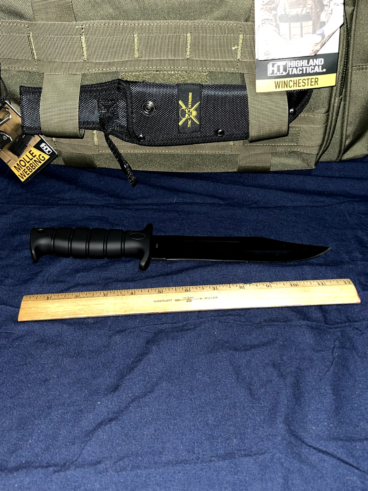 SURVIVAL TACTICAL MULTIPLE POCKET WINCHESTER BAG & TAC EXTREME KNIFE