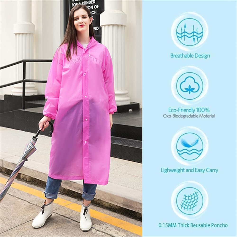 Rain Poncho Raincoats for Adult Reusable – 2-5 Pack EVA Waterproof Rain Coat …