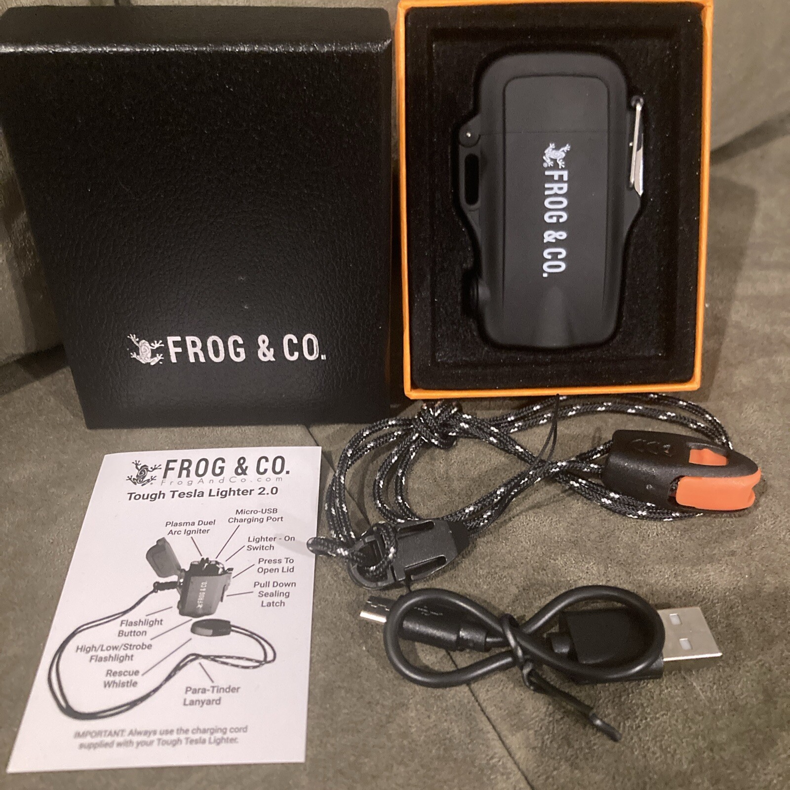 Survival Lighter Plasma – Wind/Waterproof Flashlight Rescue Tinder Whistle NEW