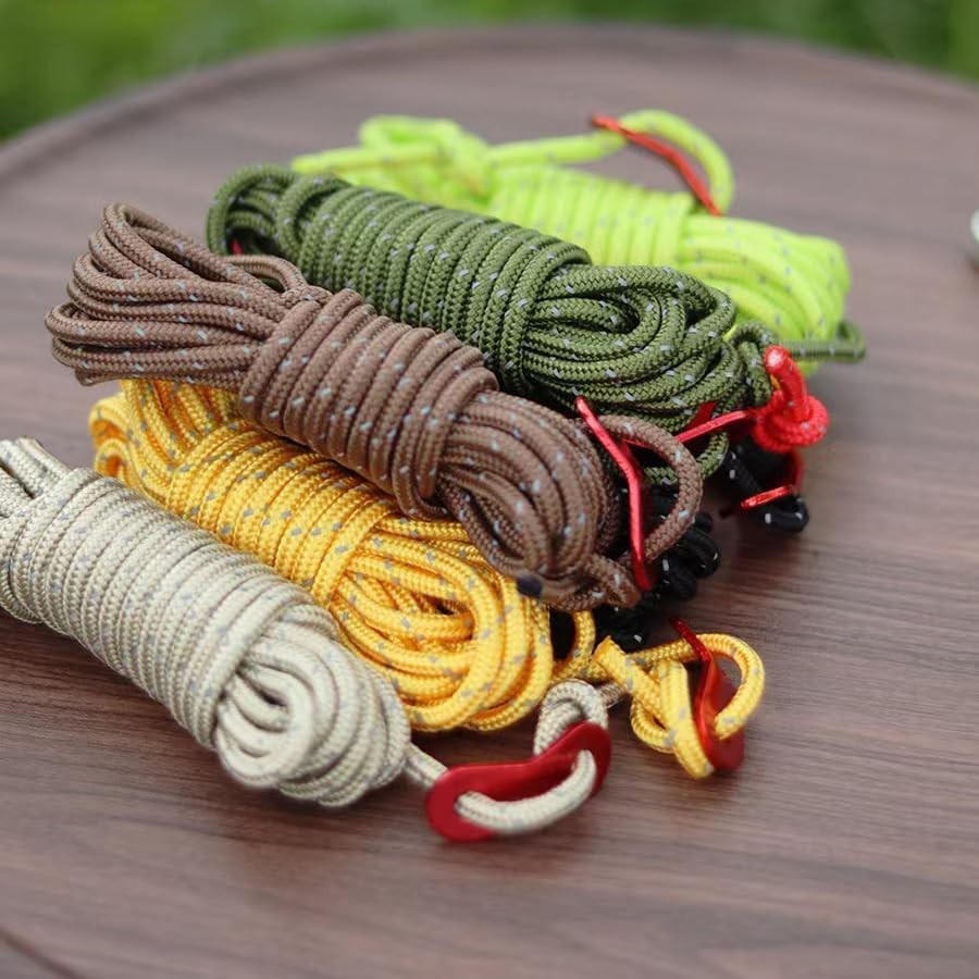Tgpiao 4Pack Duty Camping Rope – 4mm Outdoor Reflective Guy 13.1ft, Black