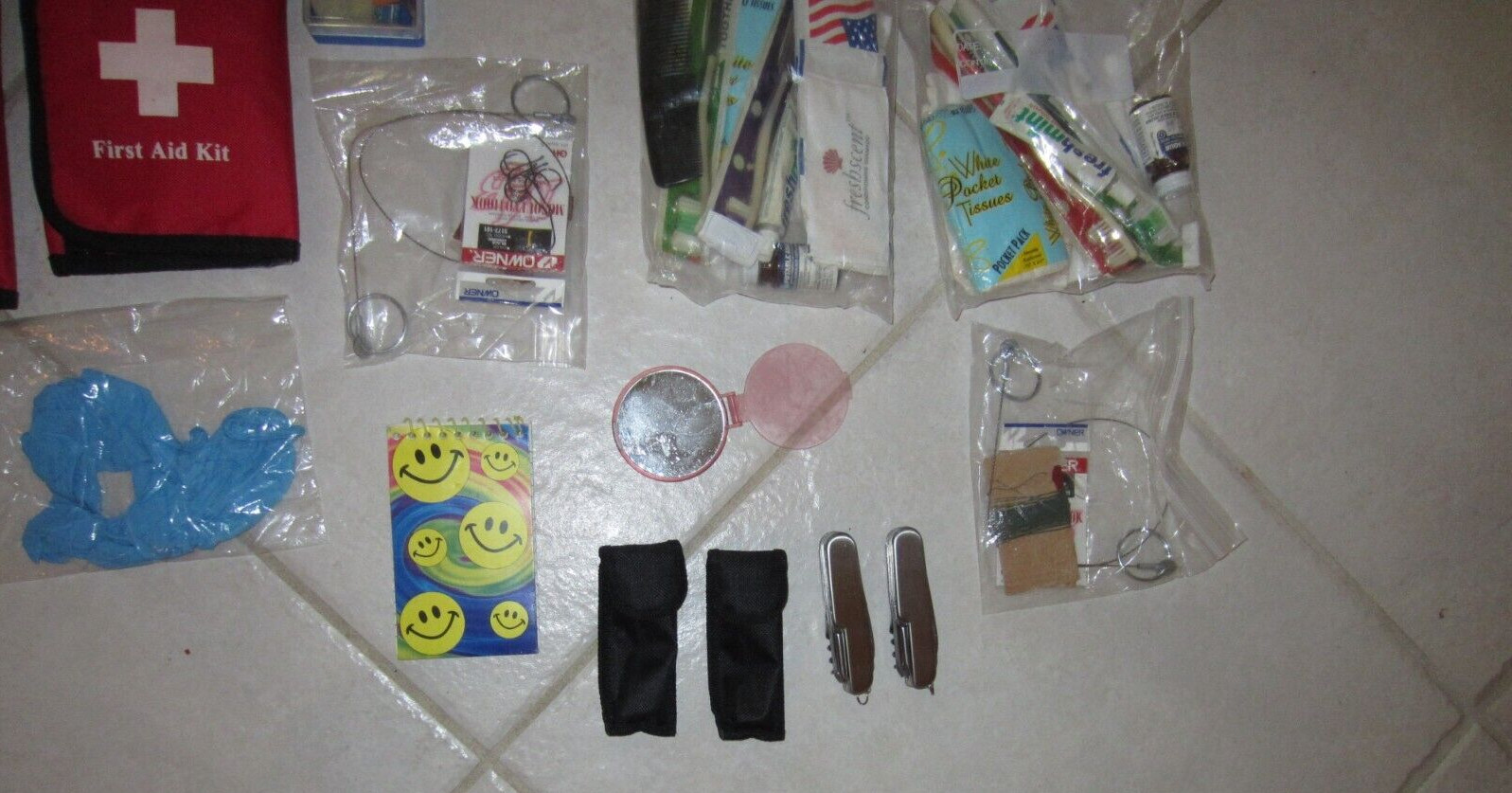 LARGE SURVIVAL KIT LOT HIKING KIT LOT HURRICANE KIT VARIOUS 40 PIECE AS PICTURED