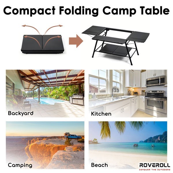 GOCAMP IGT Outdoor Camping Kitchen Base Cooking Table Set w/ Spider Stove Burner