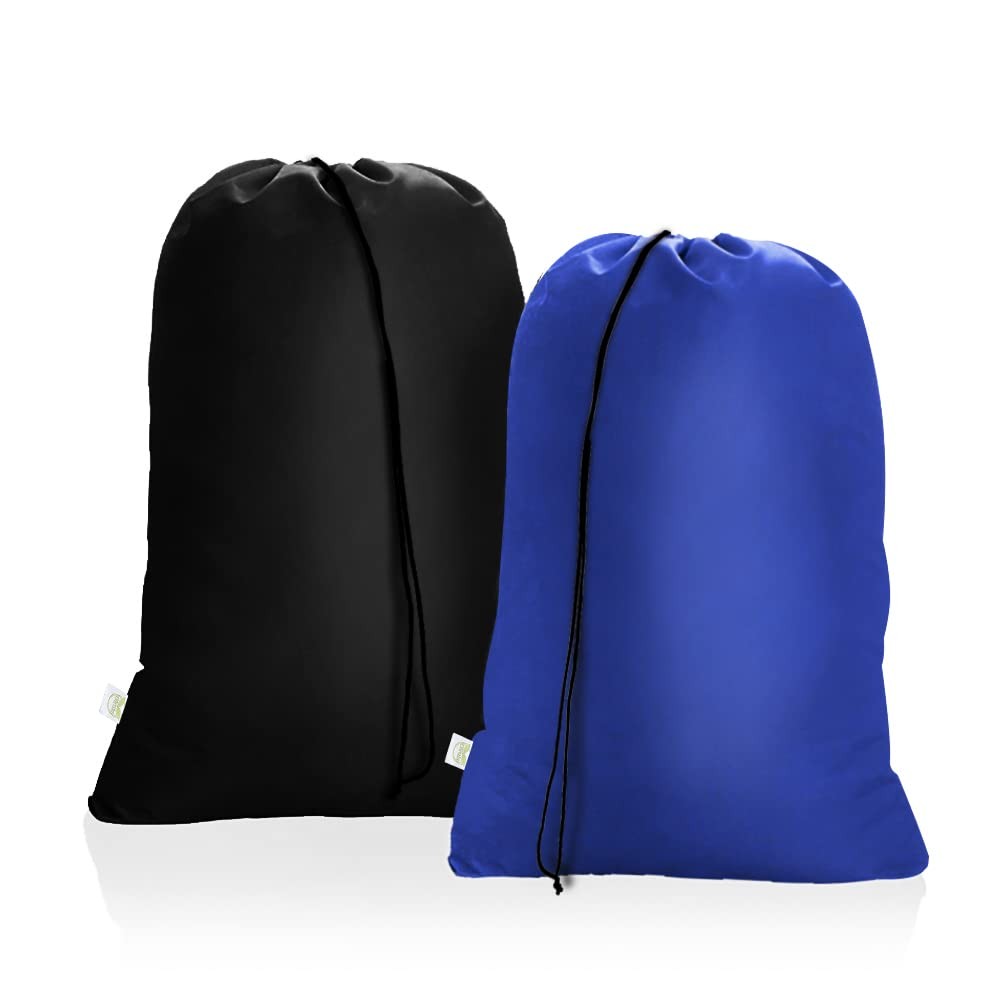 OTraki 2Pack Laundry Bag 28×45 inch Drawstring inch, Blue + Black