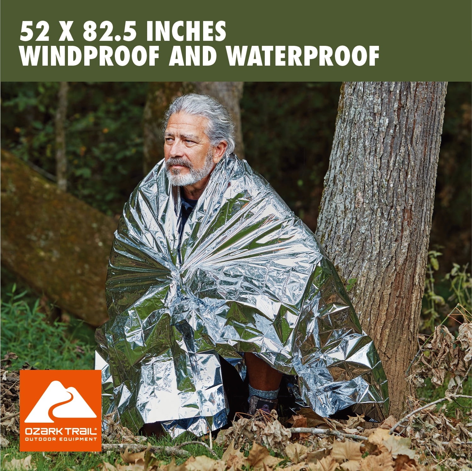 (2 pack) Ozark Trail Camping Emergency Survival Blanket, Reusable,1.5 oz