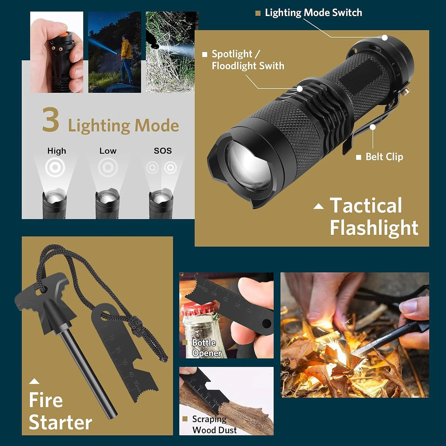13 in 1 Survival Gear Tool Kit Camping Equipment Fathers Day Gift for Men Dad