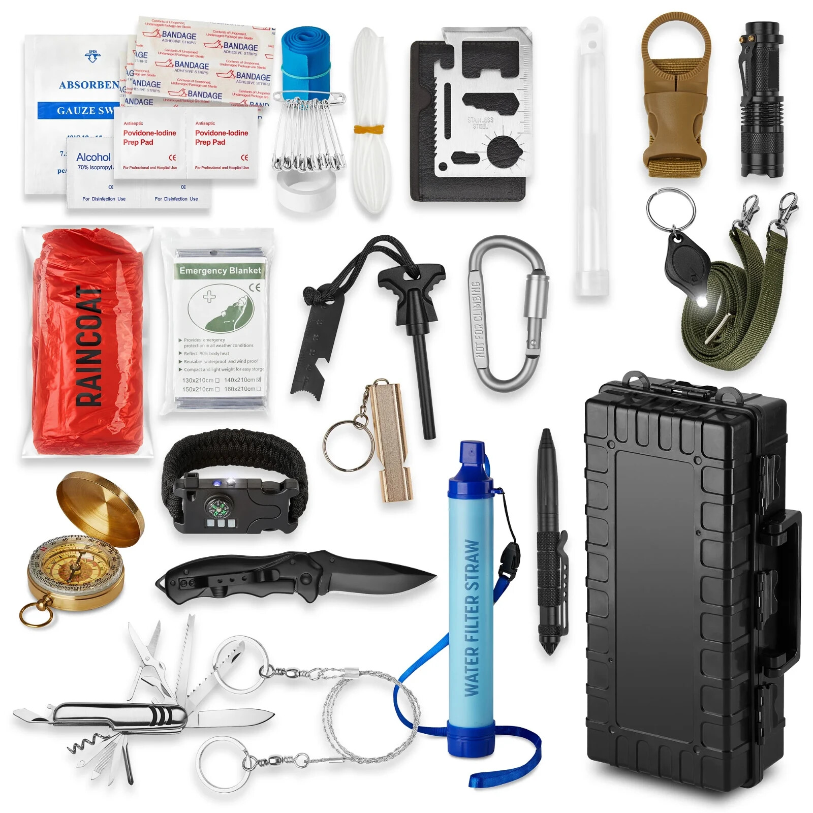 Survival Kit for Disaster, Tactical Tools, Outdoor Hiking, Camping, & Adventures