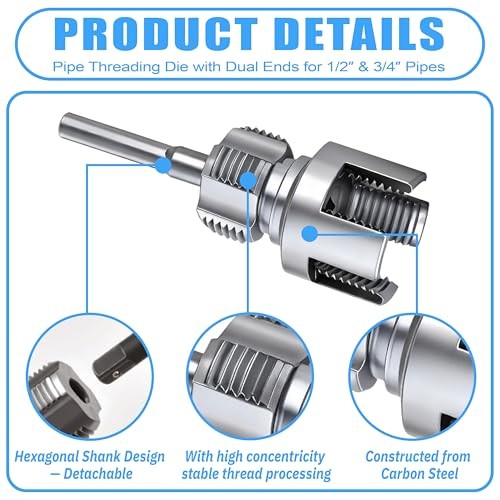 2 PCS 2-in-1 PVC Pipe Threader Kit, Dual Function Integrated Internal &