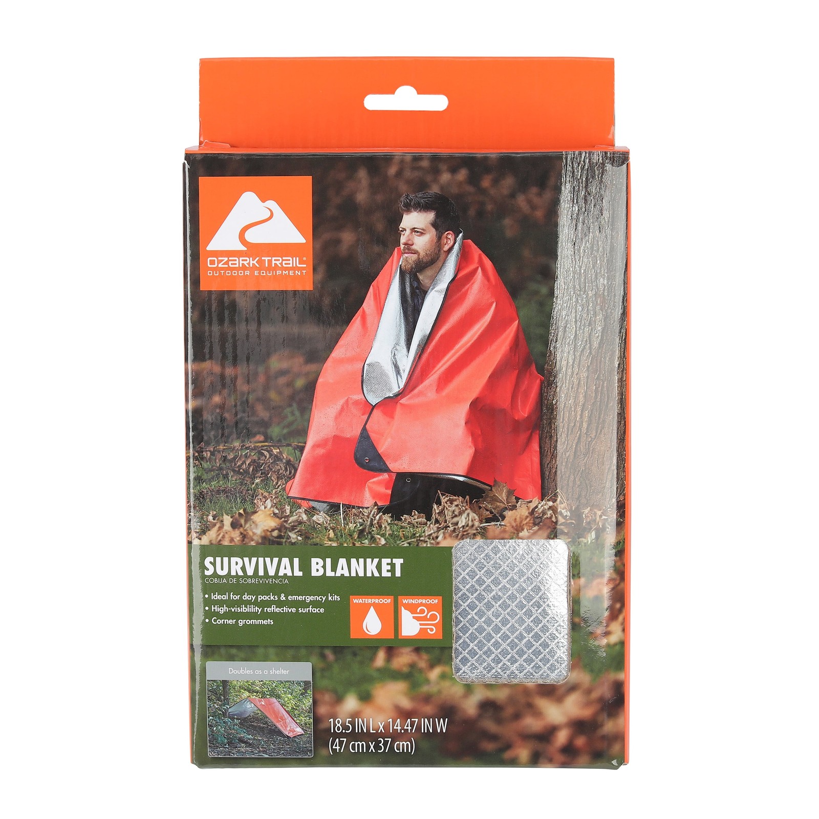 Ozark Trail Emergency Survival Camping Blanket, Orange, 0.99 lb