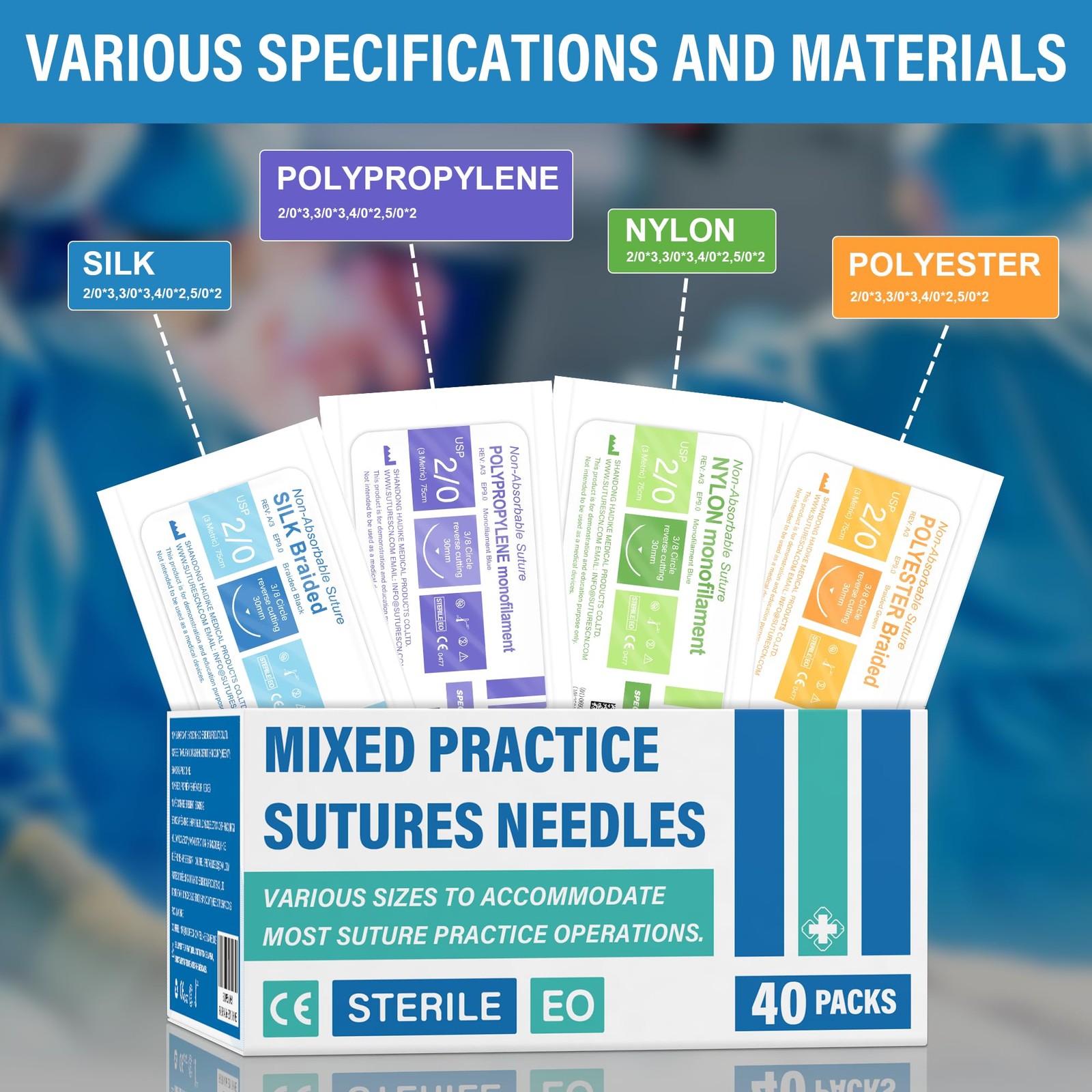 Spectabilis Suture Practice Thread and Needles for 2.36 x 0.78 x 0.1 inches