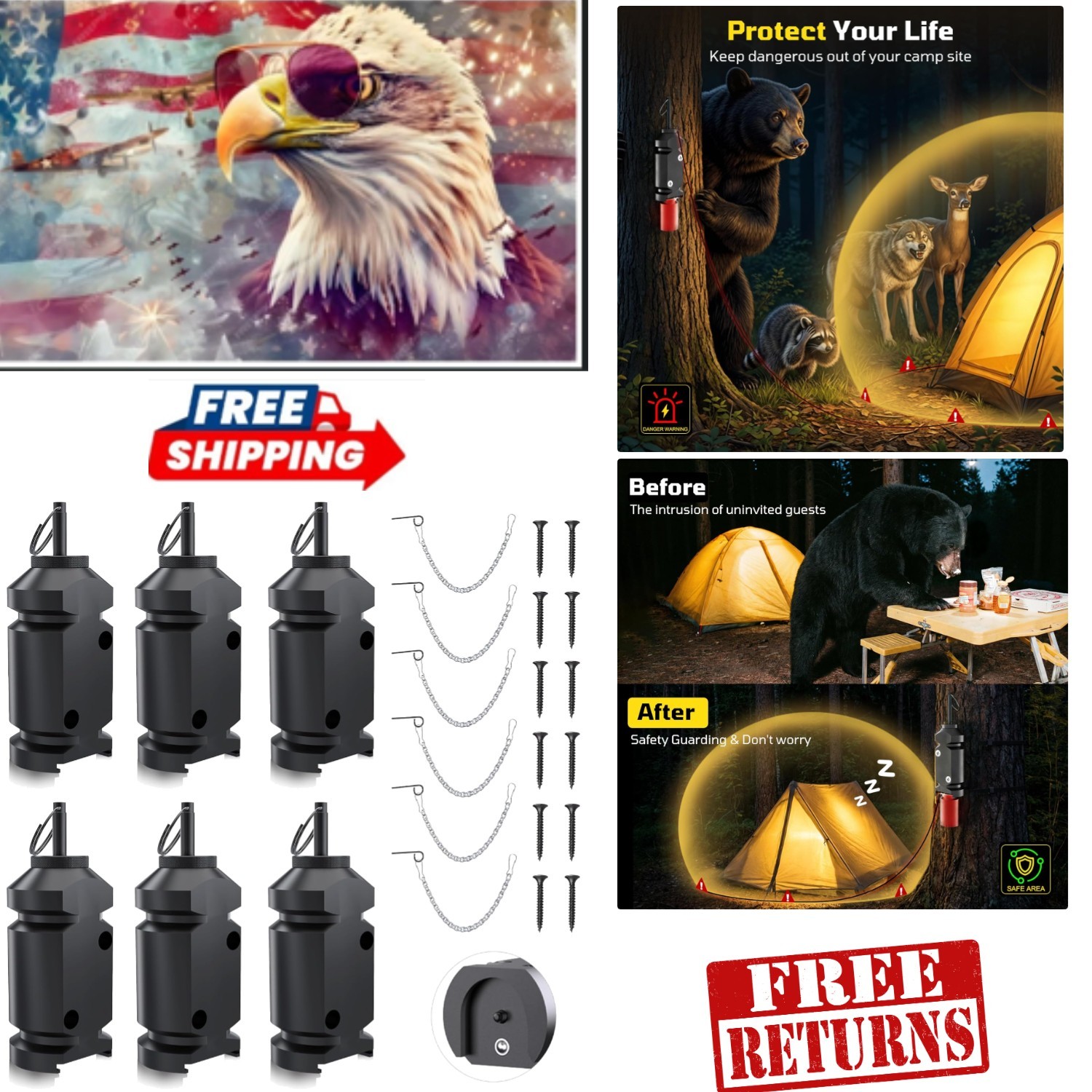 Durable 12 Gauge Trip Alarm Device – 6 Pack for Secure Camping & Outdoor Use