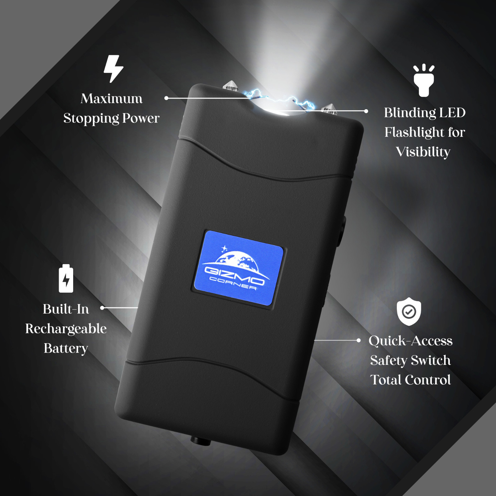 Gizmo Corner 36M High Voltage Defense Device, Rechargeable Mini w/ LED