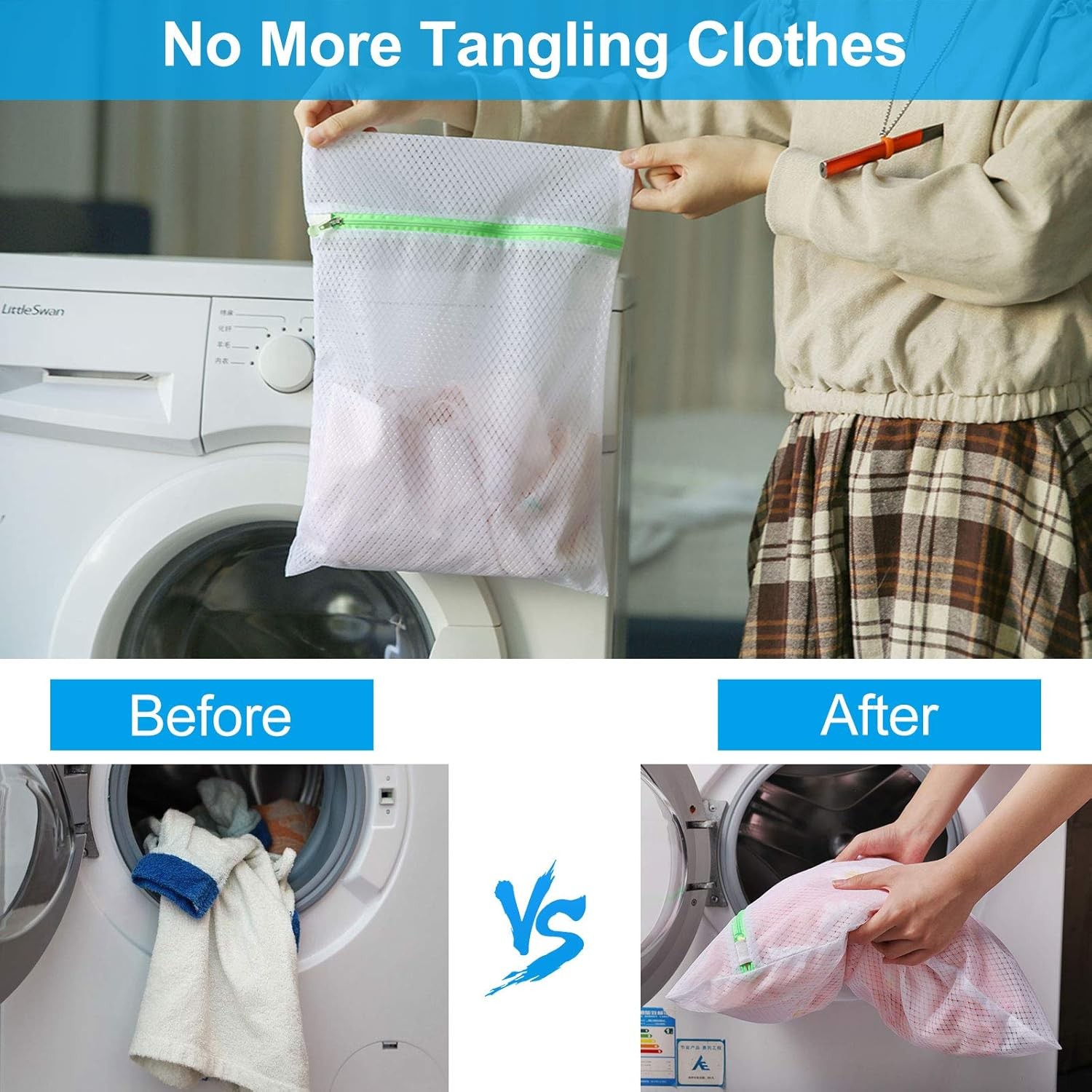 GOGOODA Mesh Laundry Bags, Delicates Washing 3*Large +3*Medium, White