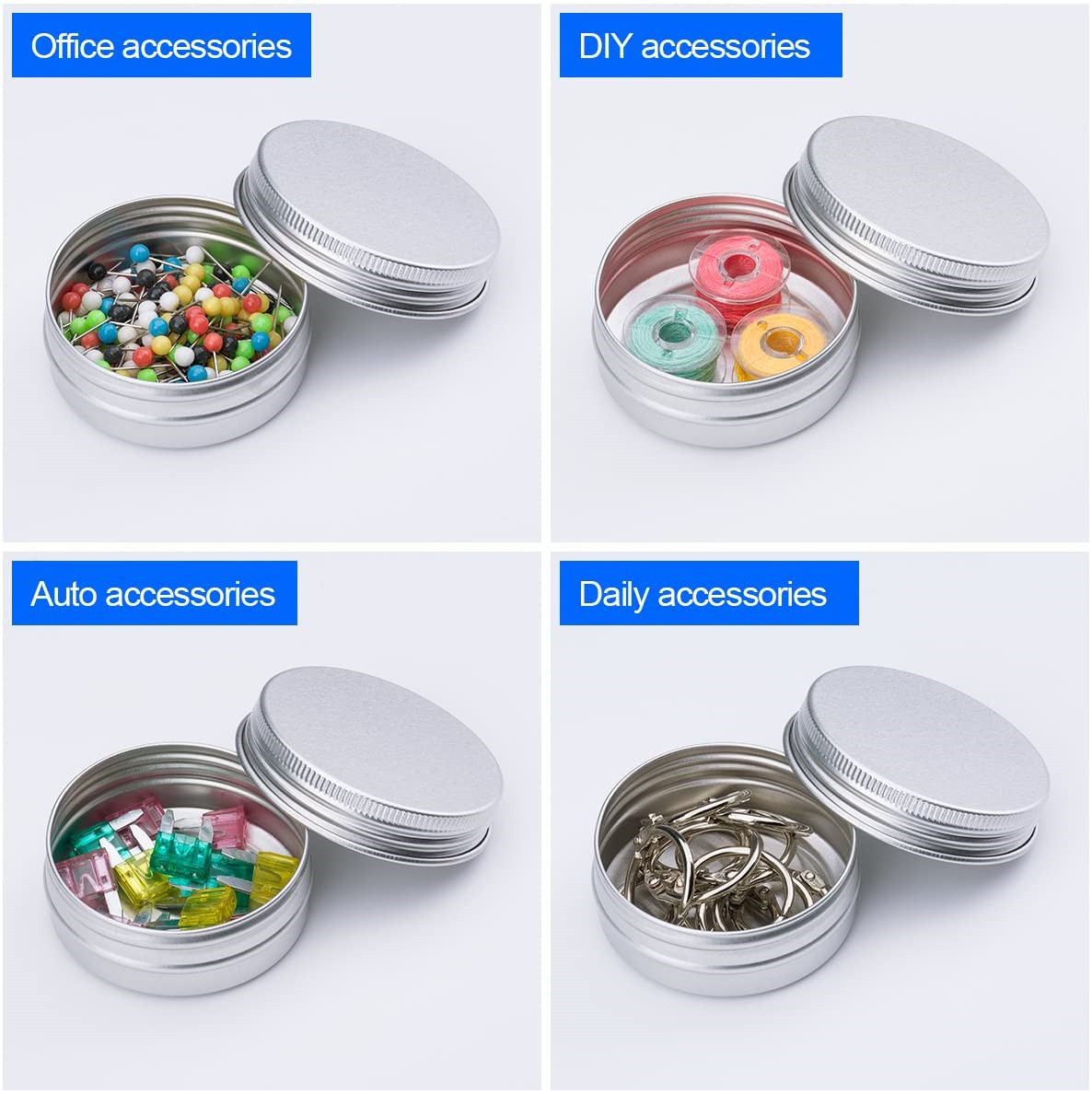 30 pcs Tin Cans Screw Top Round Metal Lip Balm Tins Containers with Lids 1oz