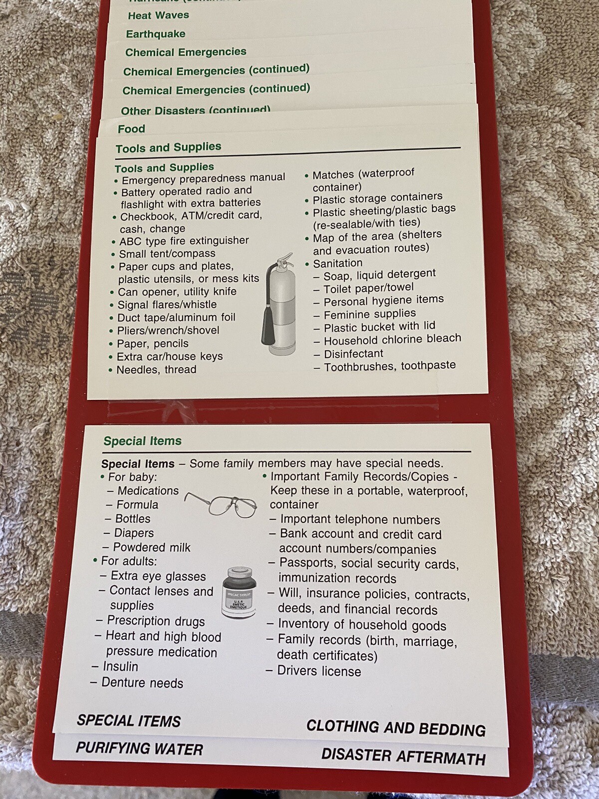 emergency preparedness flip chart (flipper) w/magnets on back, easy to use 