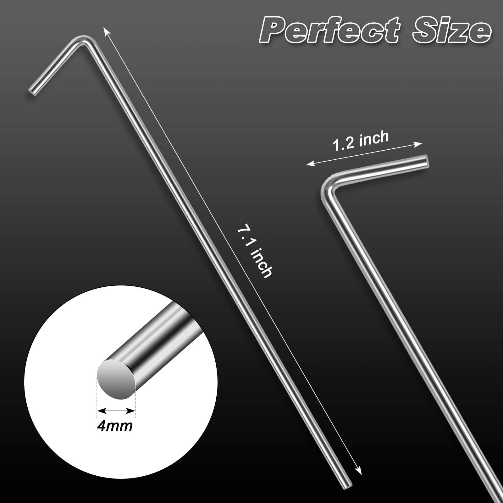 FEED GARDEN 7 Inch Tent Stakes 18 Pack Yard Inflatable 18 Pack, silver