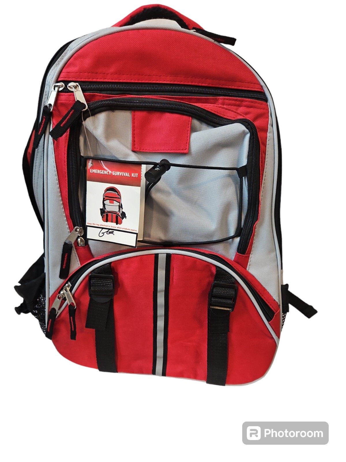 Survival Backpack Kit Complete With Survival Equip First Aid Poncho Compass Etc.