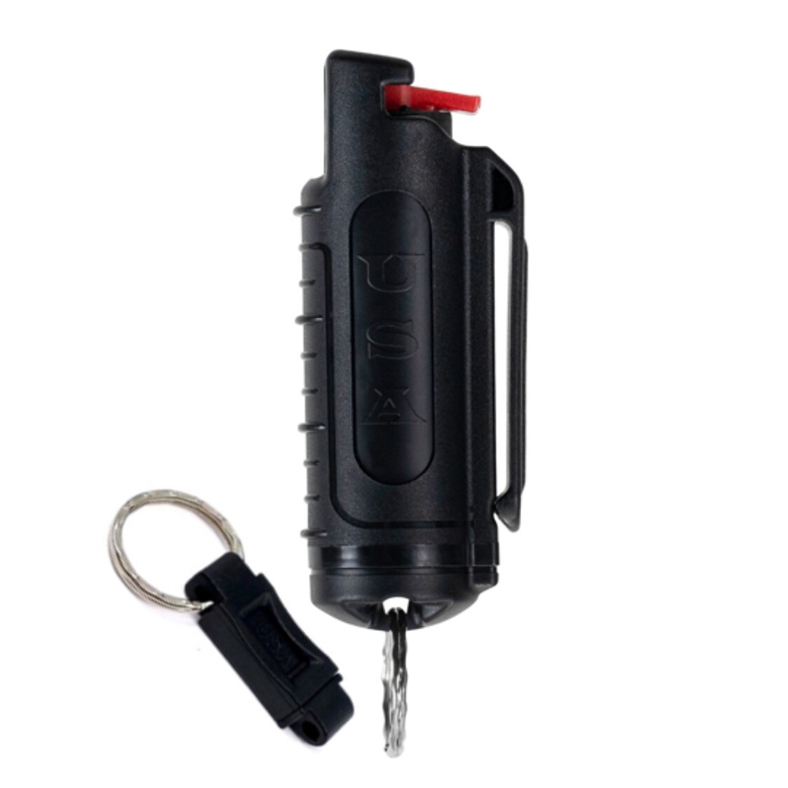 Police Magnum pepper spray .50oz black molded keychain QR defense protection
