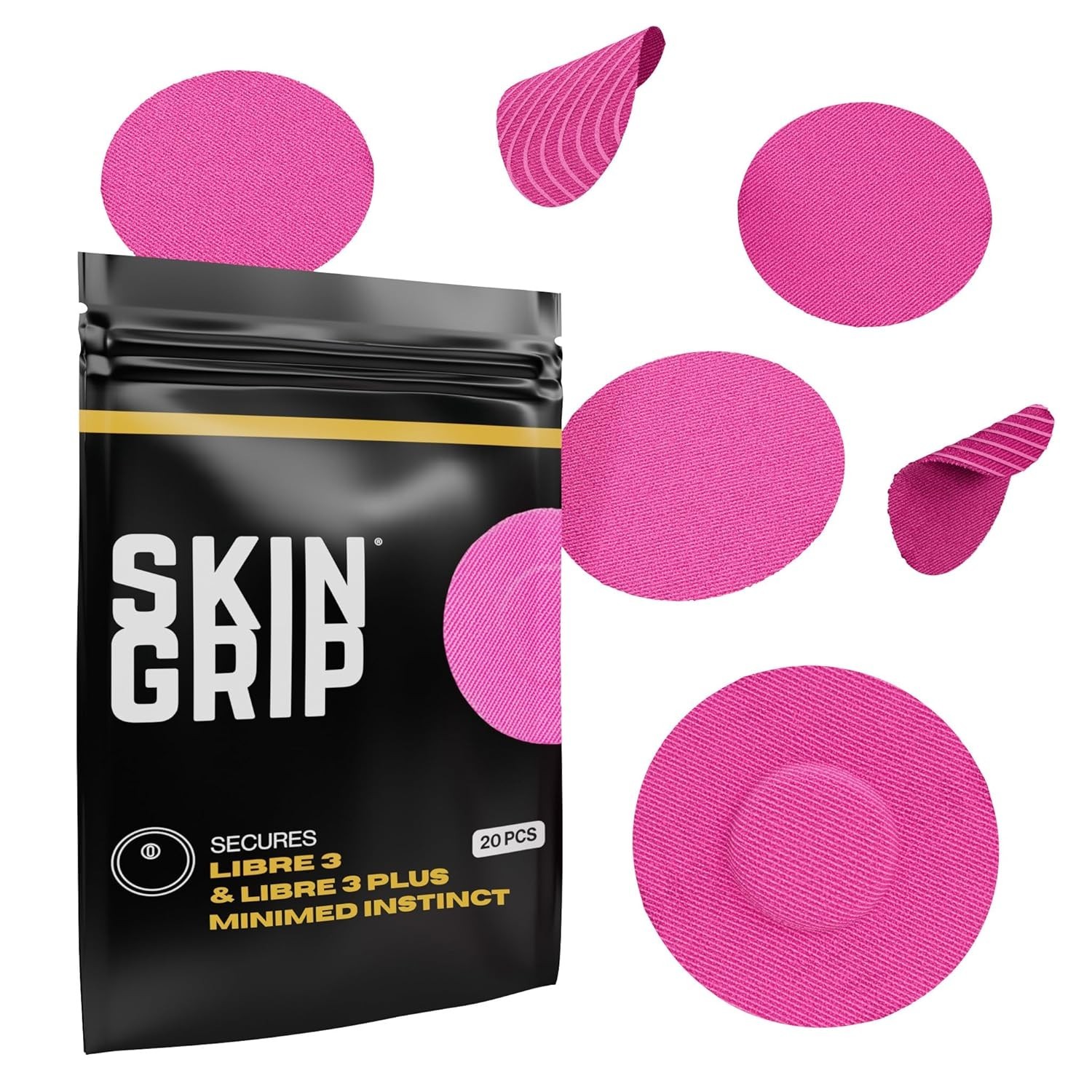 Freestyle Libre 3 Sensor Covers: 20pk Pink Waterproof Sweatproof Adhesive Pat…