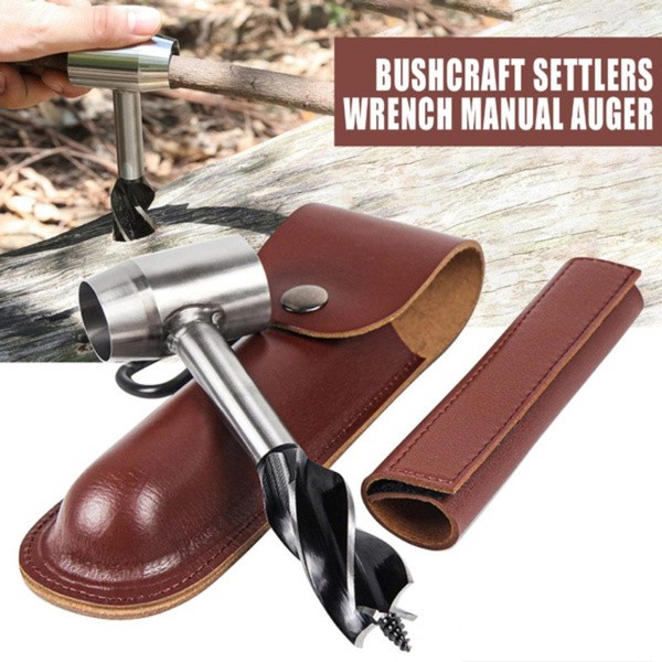 Wood Drill Manual Hand Auger Wrench Outdoor Survival Tool for Bushcraft Settlers