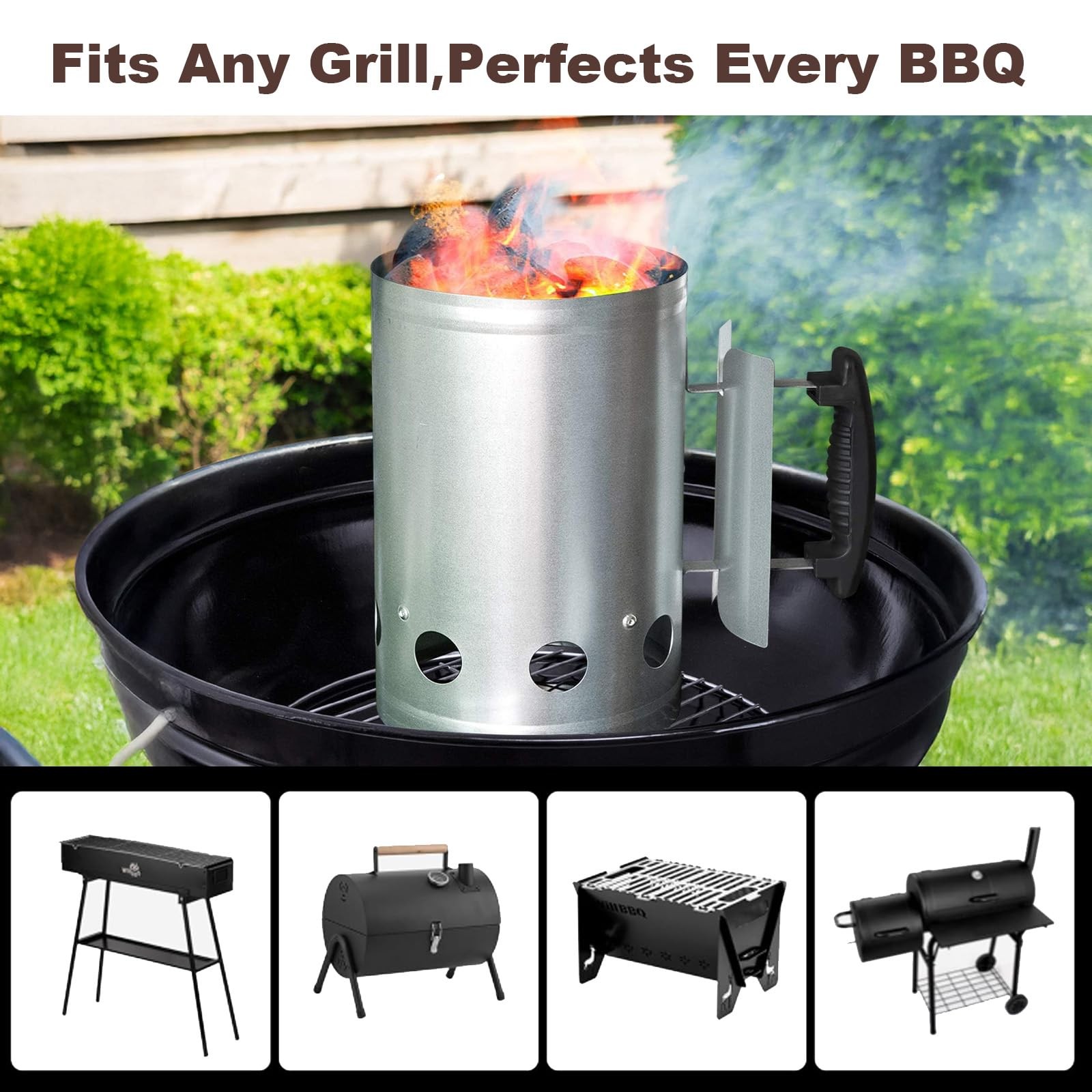 BEAU JARDIN Charcoal Chimney Starter Large 11″ Starter,