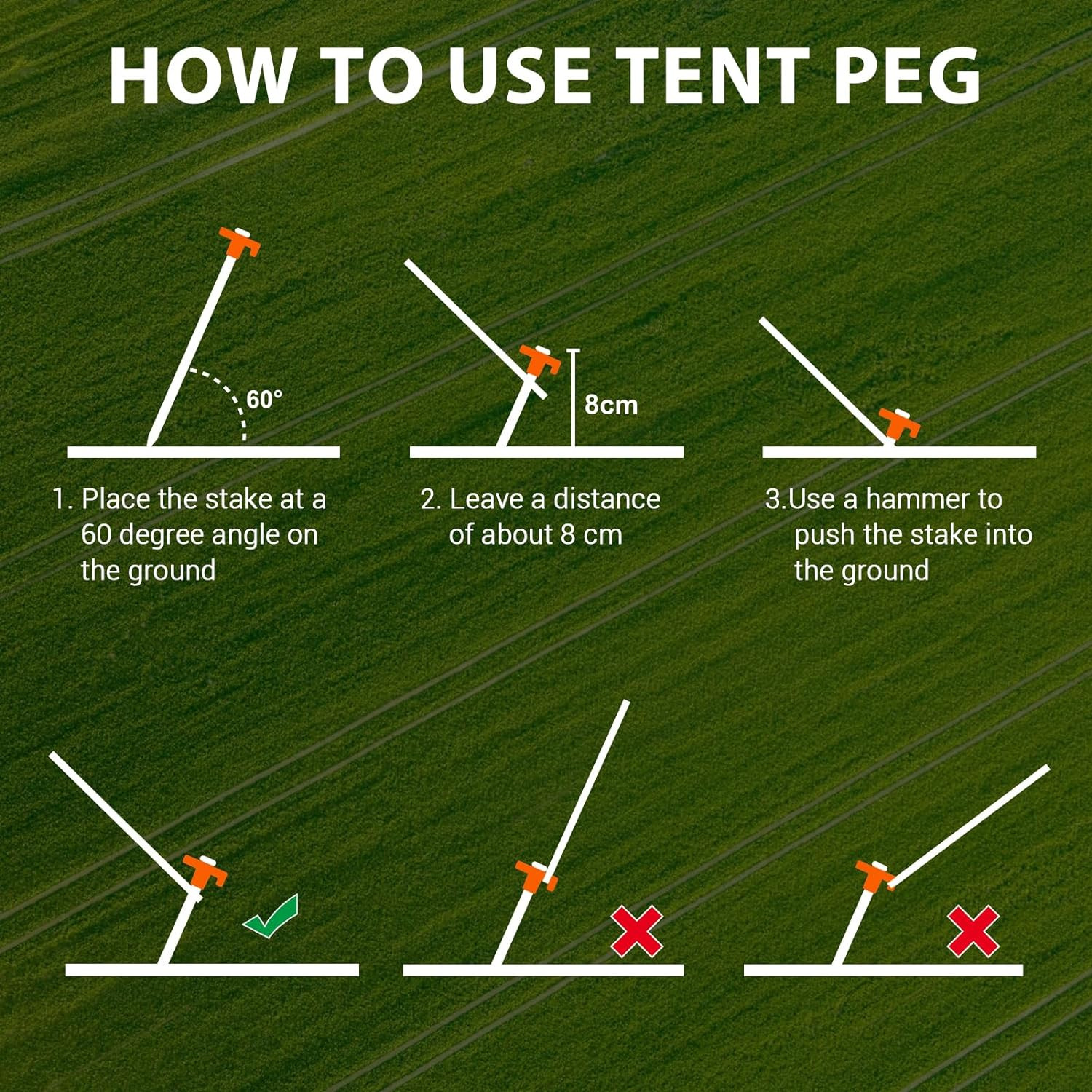 USA 10-Pack Secure Protection Galvanized Tent Stakes,Rust-Proof Steel Canopy Anc