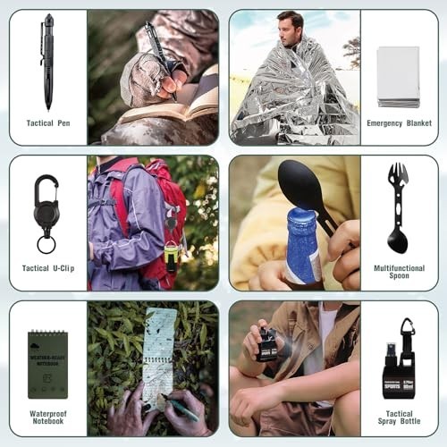 24-in-1 Survival Kit Multi-Tool Set for Camping, Hiking, Fishing & Hunting – Gre