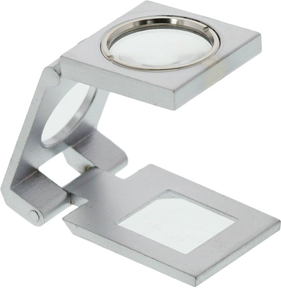 15mm 10x Folding Pocket Magnifier Glass Lens Brass Nickle Plated Survival Kits