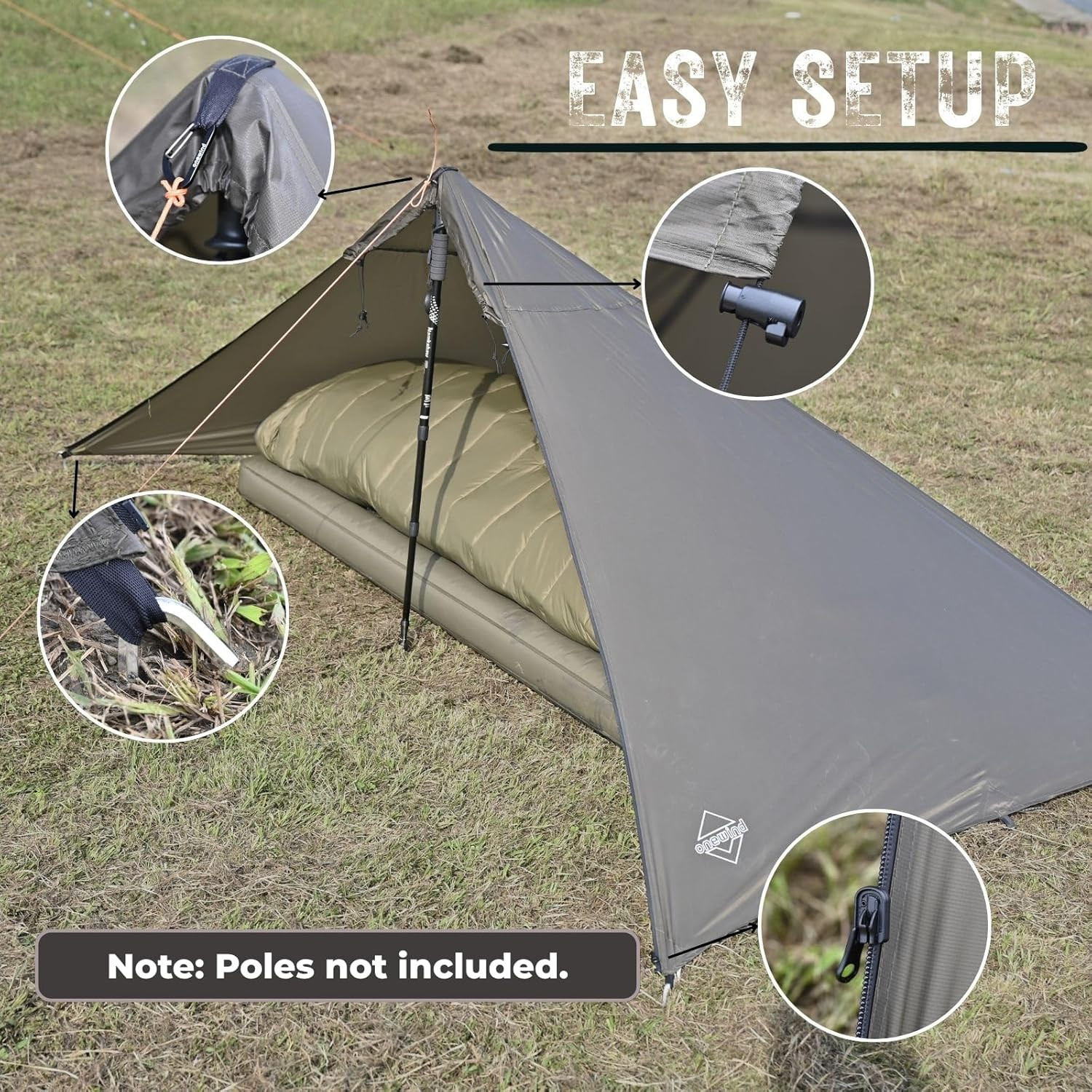 Onewind Lightweight Poncho Shelter, Solitary Shelter Cape Silnylon Emergency Sur
