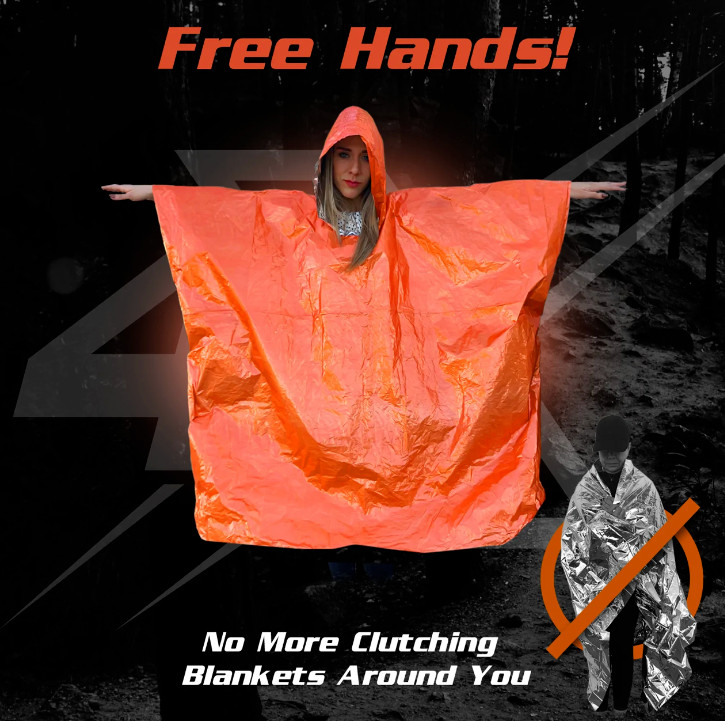 PREPARED4X Mylar Emergency Ponchos, 3 – Packs