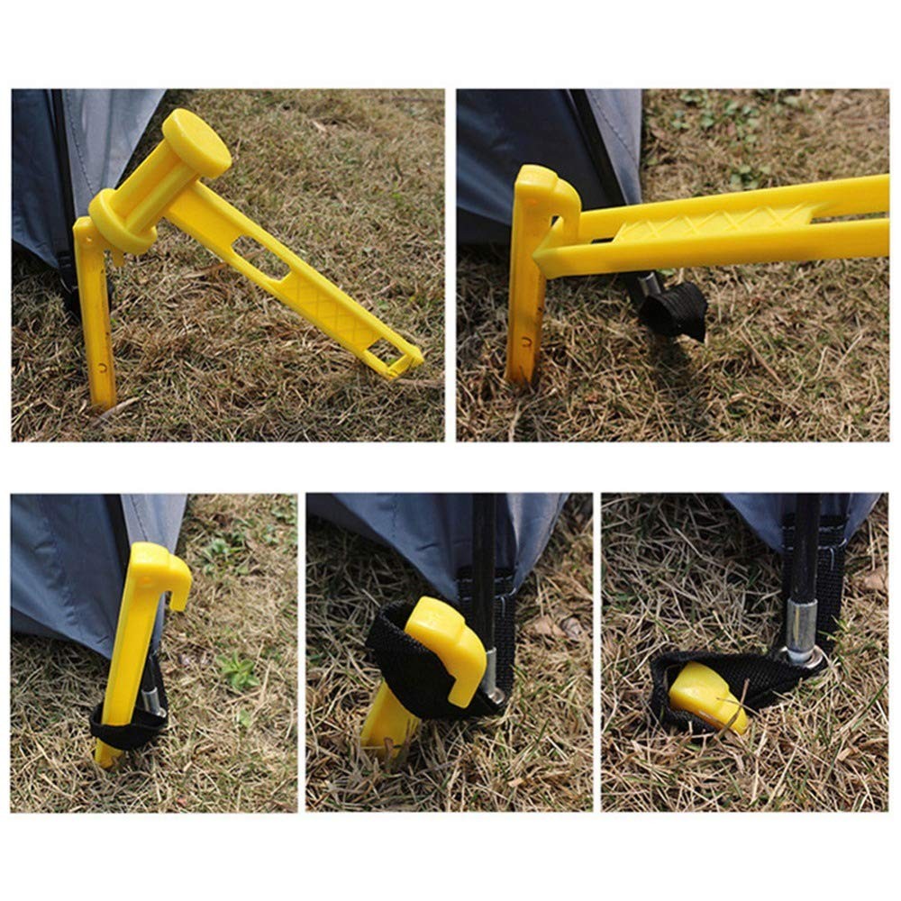 AITIME 30 Pcs 9 Inch Plastic Tent Stakes with 1 23cm, Yellow-30pcs&Hammer