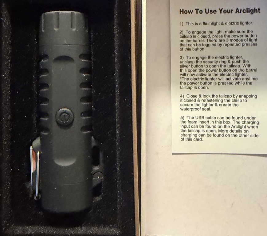 Arclight Rechargeable Flashlight Electric Lighter Hiking Camping Survival-New