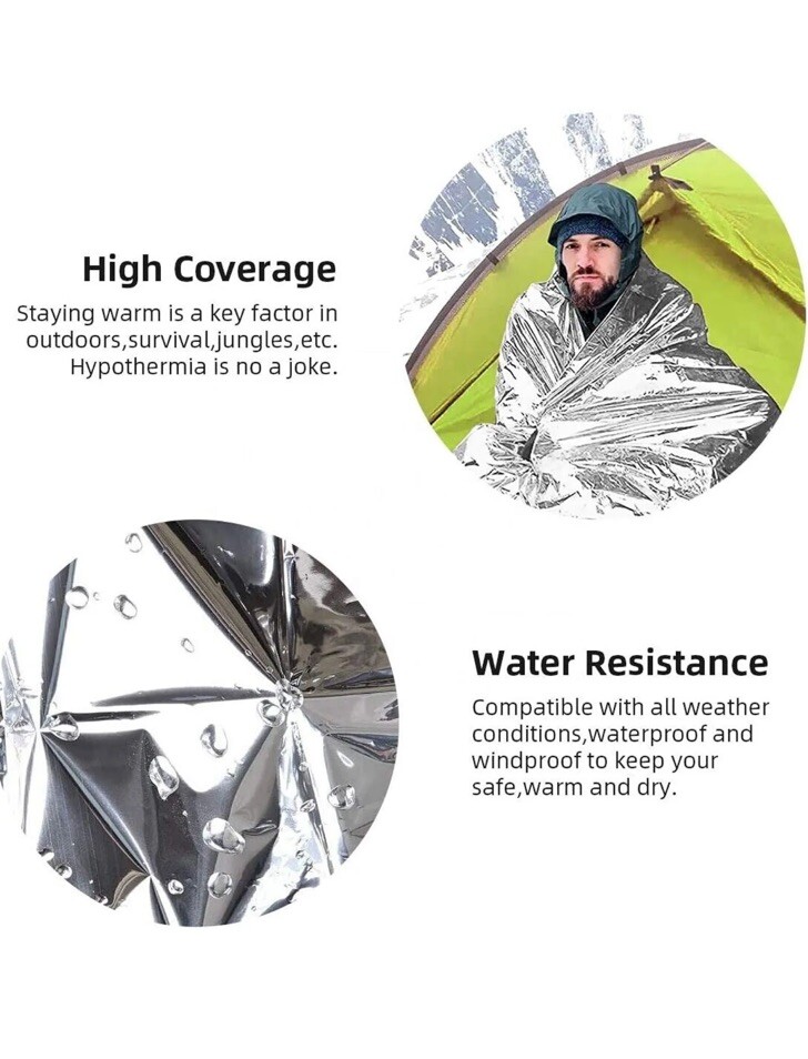 8 Pack Emergency BLANKET Thermal Survival Safety Insulating Mylar Heat 84″ X52″