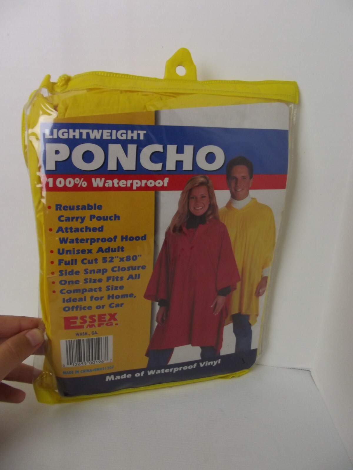 Essex Mfg. Vintage Yellow Lightweight Poncho 52″×80″ NIP