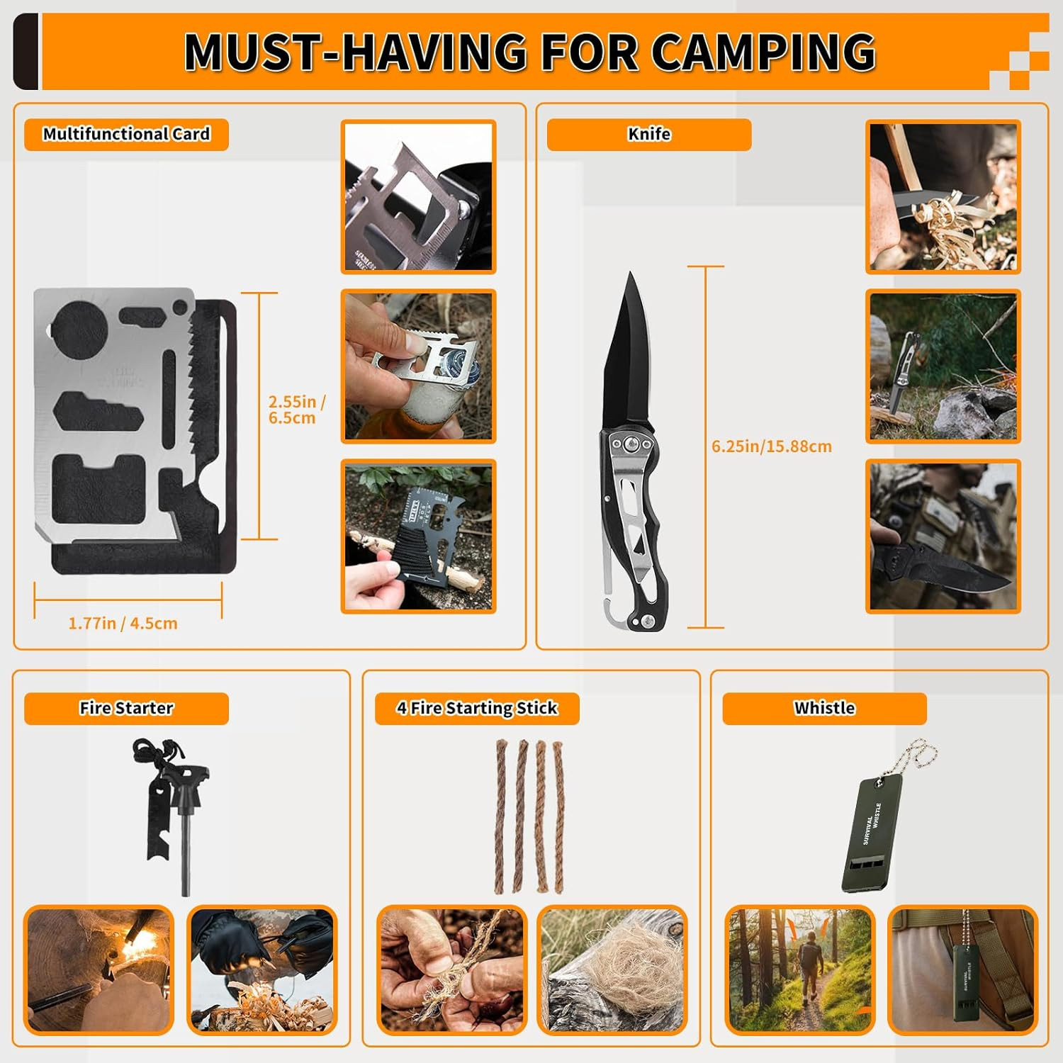 Survival Kit, Gifts for Men Women Teen Boys, 252 Pcs Survival Gear and Equipment