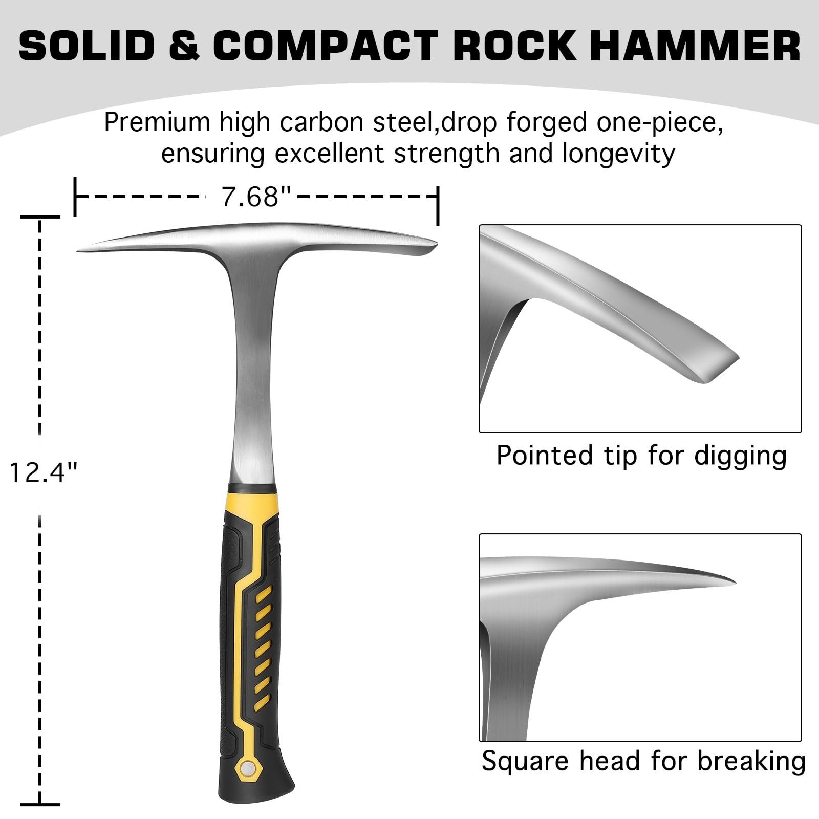 26oz Geologist Rock Pick Tool kits-12″ Folding Multitool Shovel-Survival Brac…