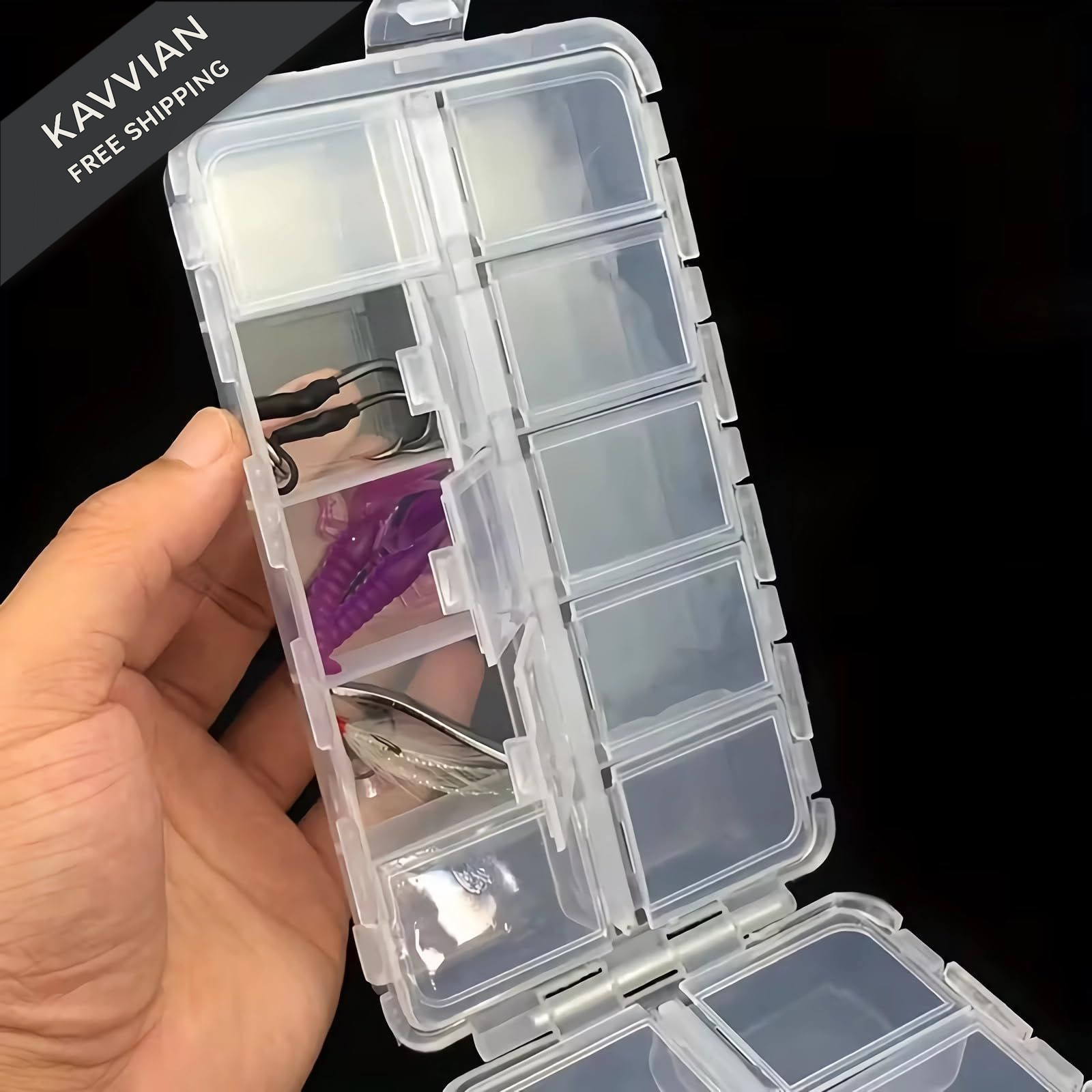 Tgpiao 1pc Folding Fishing Tackle Box, 20 Compartments Hooks Storage…