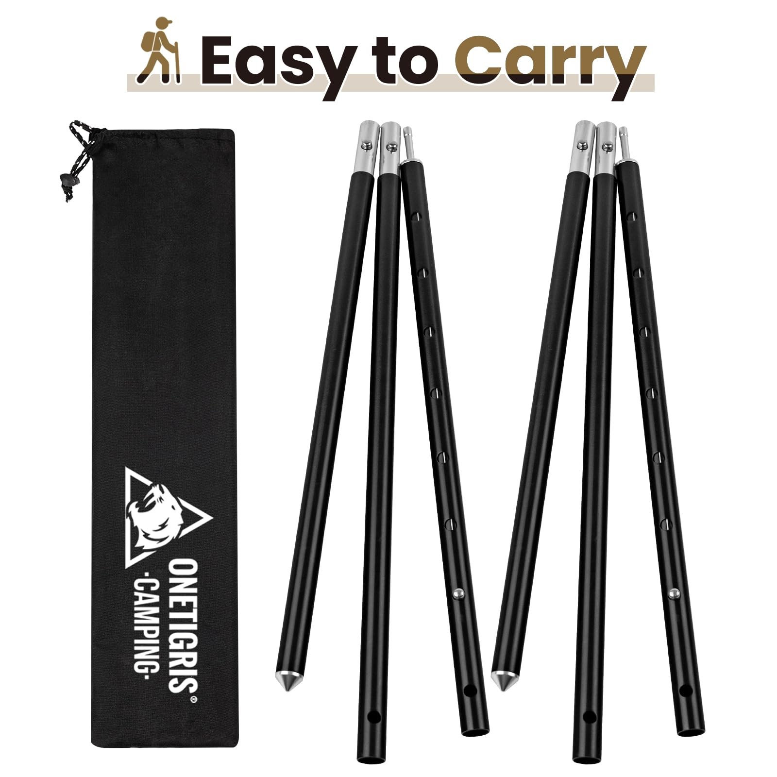 ONETIGRIS Upgraded Tent Poles – Set of 2 Adjustable Telescoping Tarp Poles,…