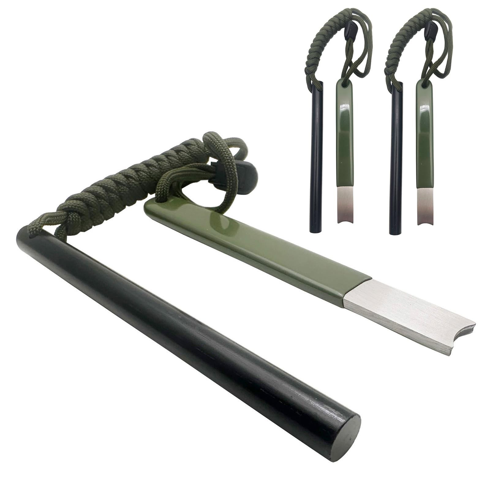3-Pack 5″ Ferro Rod Fire Starter with 4.92″ Striker Scraper Survival Ferrocer…