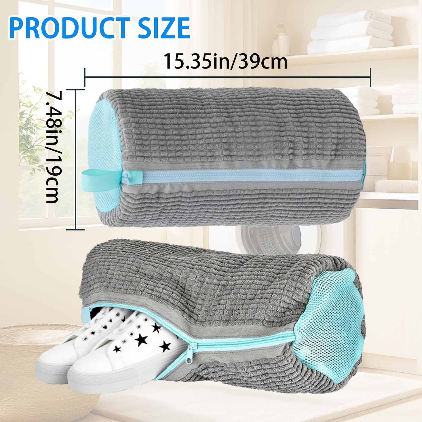 Shoe Washing Machine Bag Laundry for Washer 56.05 liters, Gray 2Pcs