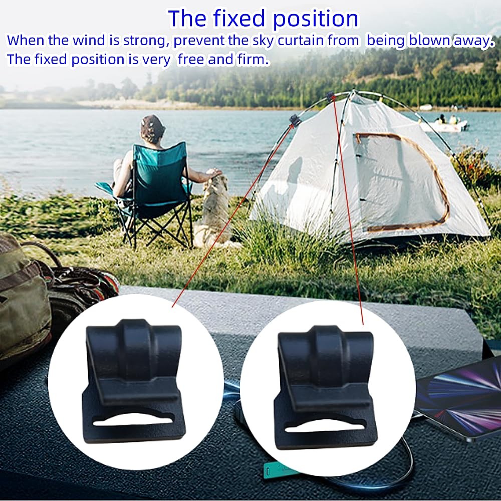 30Pcs Tent Pole Clips,C Clips for Tent, Attachment NO, Black