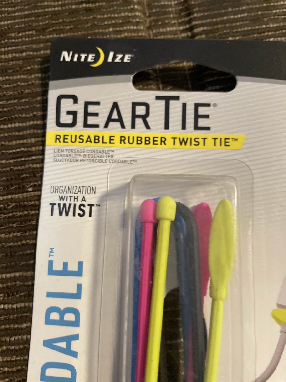 2X Nite Ize Gear Tie Reusable Rubber Twist Tie Assorted Colors New