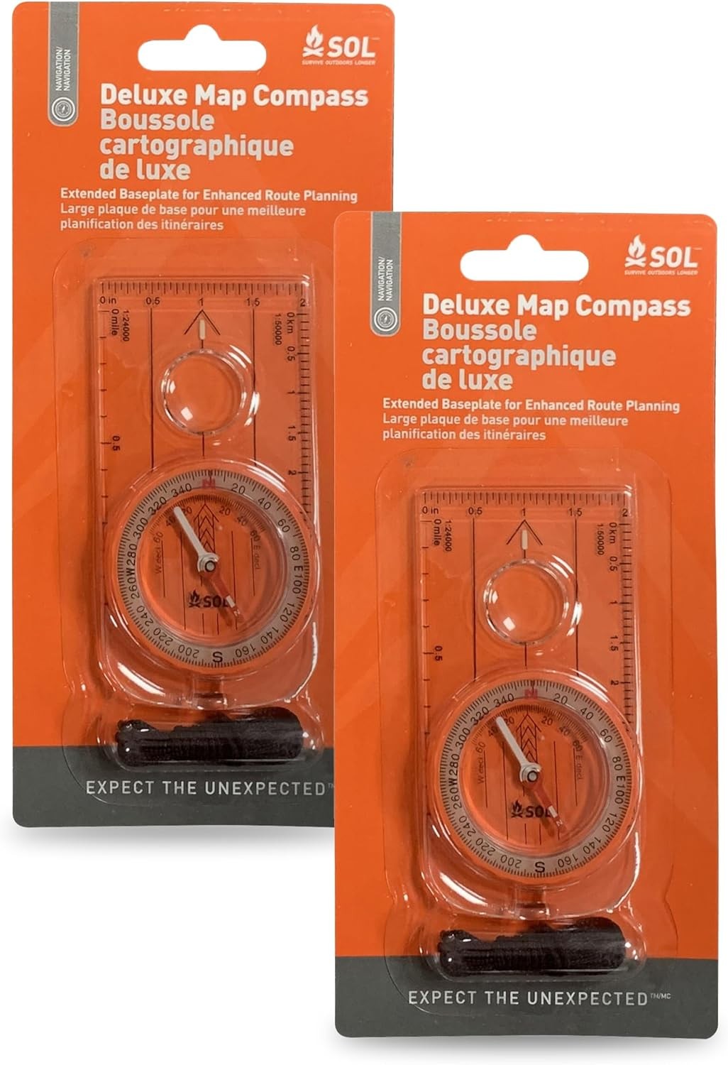 Deluxe Backpacking Map Compass Pack of 2)