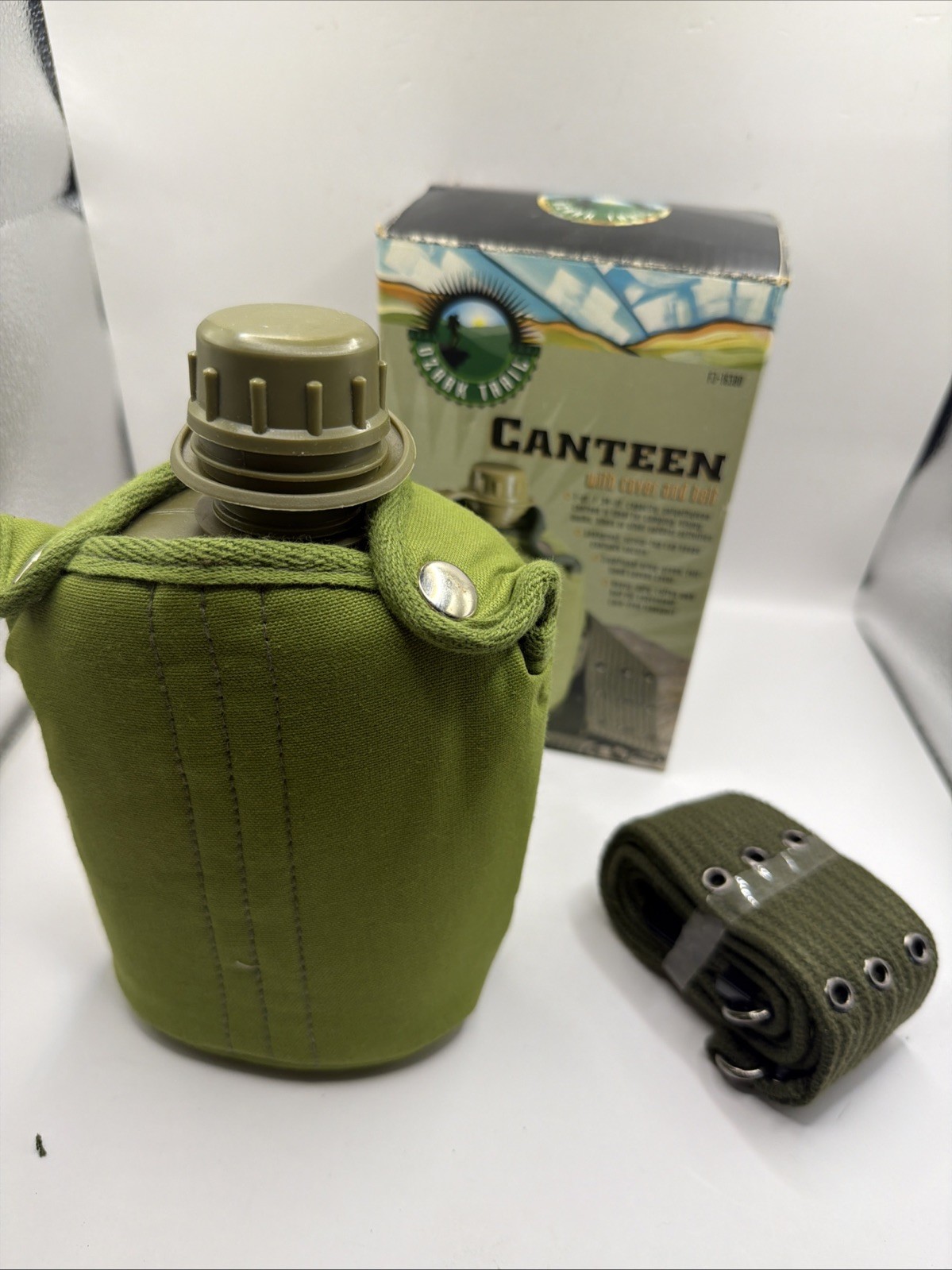 Camping Supplies Vintage Older Shovel Bug Jacket Canteen