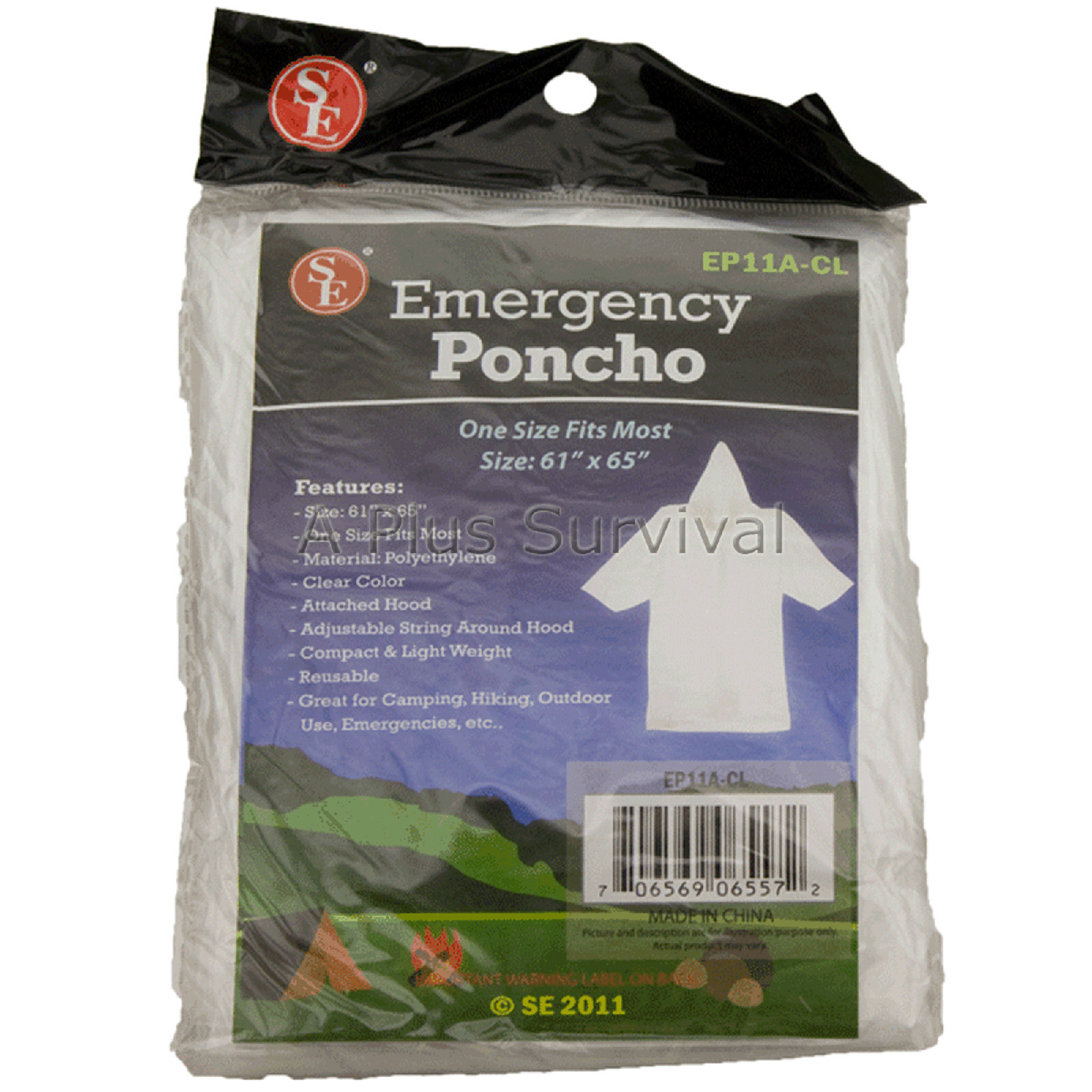 Lot of 28 – Clear Emergency Hooded Poncho for Camping Survival Emergency Kit