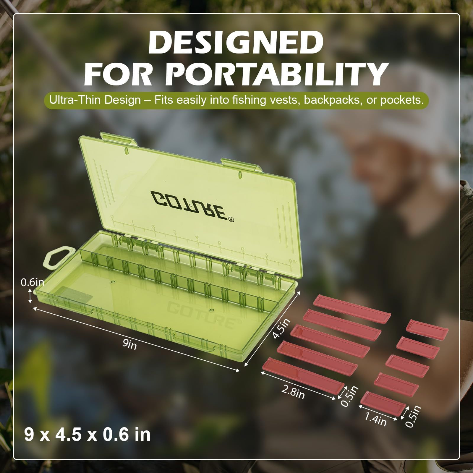Goture 215pcs Fishing Tackle Kit with Ultra-Slim Organizer Box, Green