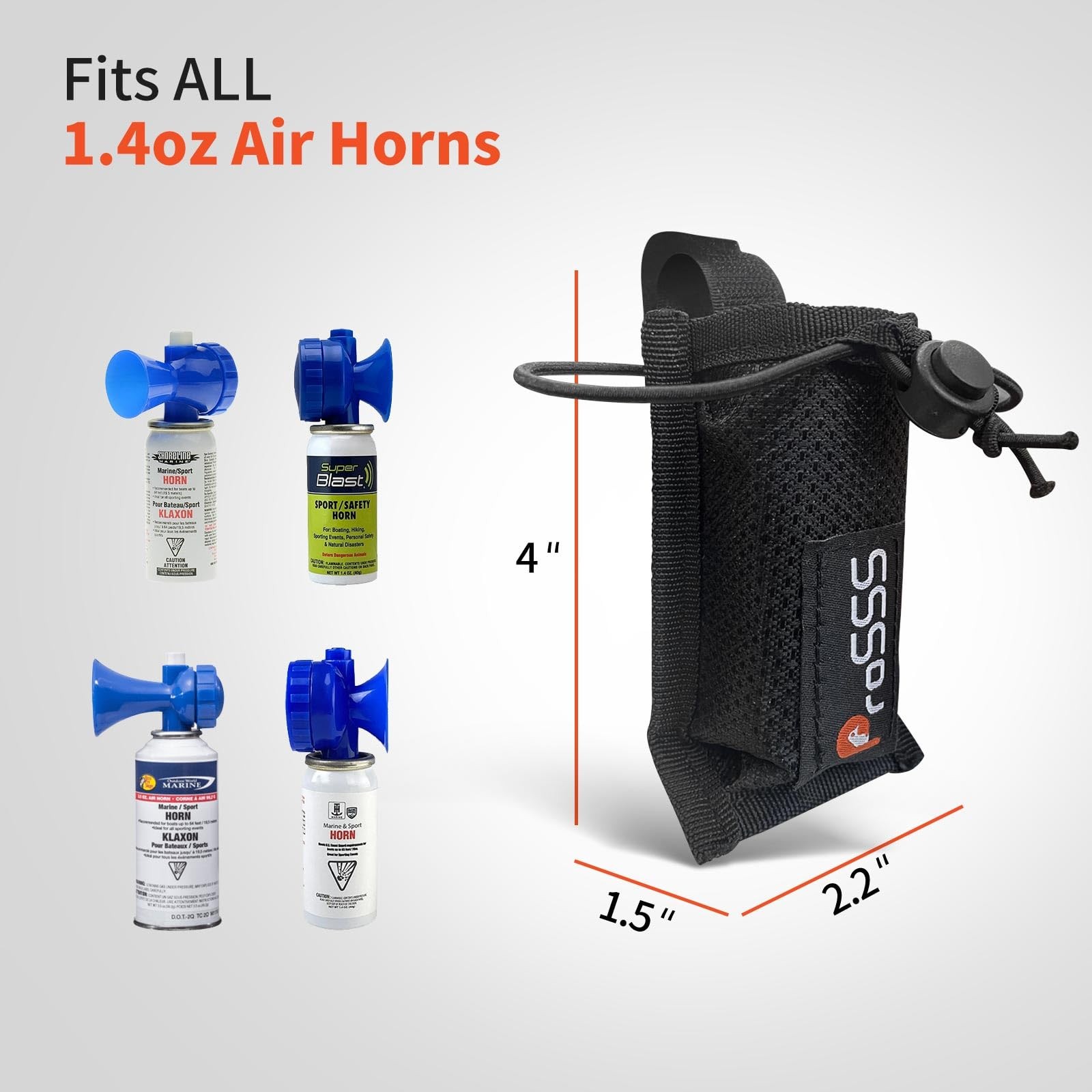 Ultra-Compact Nylon Holder for 1.4oz Air Horns Bear Dog Safe Safety Gear