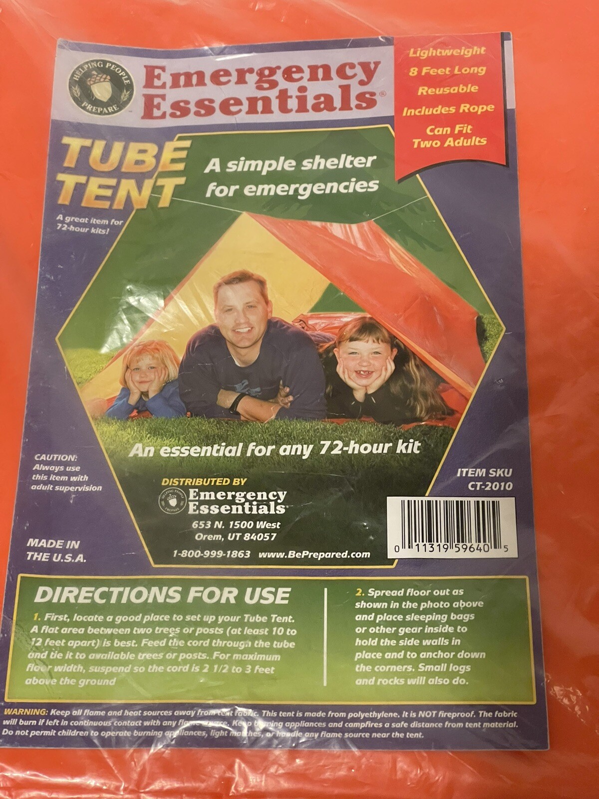 Outdoor Vinyl Tube Tent Camping/Hiking Emergency Essentials Survival Shelter