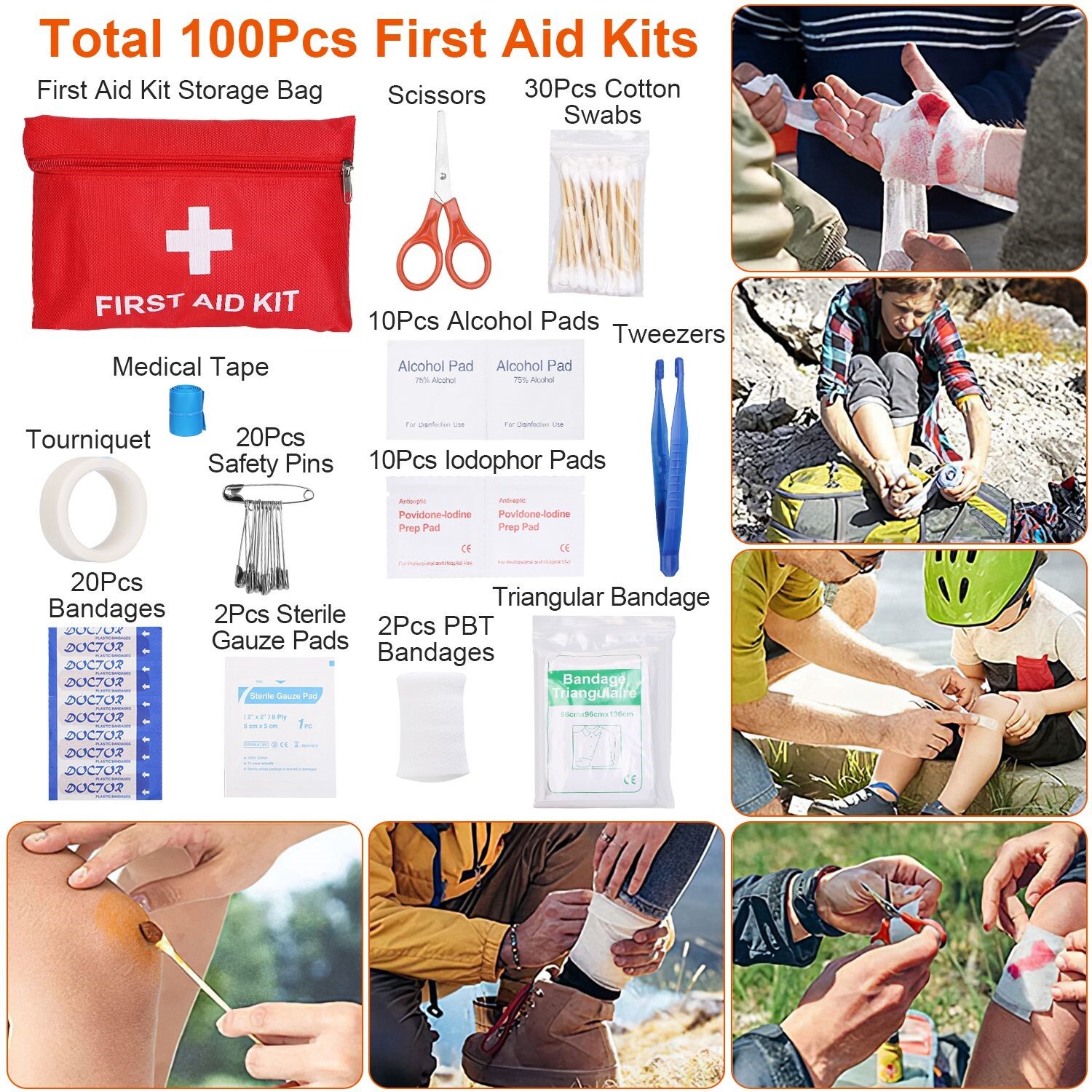 Emergency Survival Kit First Aid Bug out Military Tactical Hiking 125Pcs Set US
